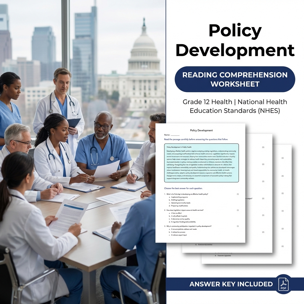 Policy Development Health Worksheet | NHES Grade 12 Health