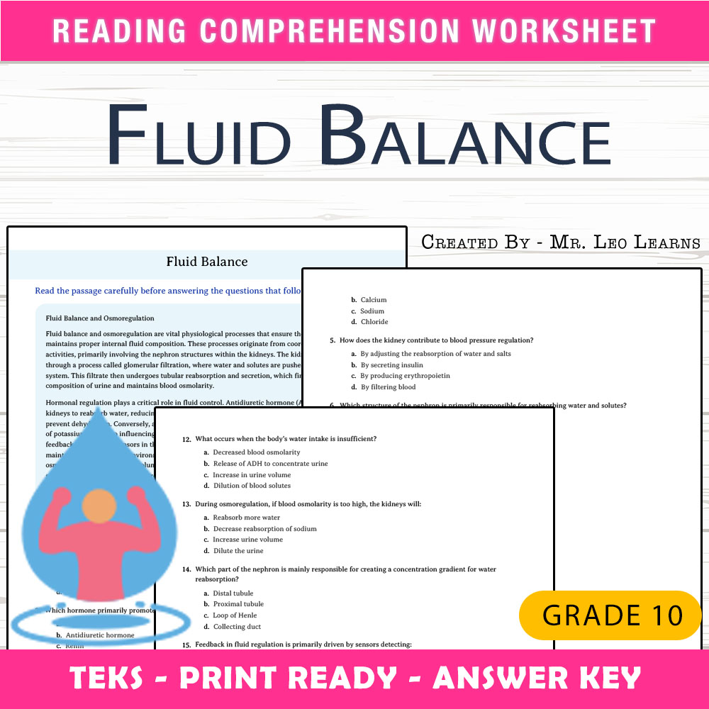 Grade 10 Science worksheet worksheet — Grade 10 Science | Fluid Balance Worksheet for Mastery — page 1