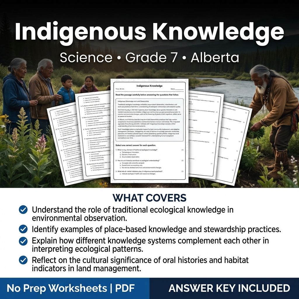 Indigenous Knowledge Science Worksheet | Grade 7 Alberta Standards