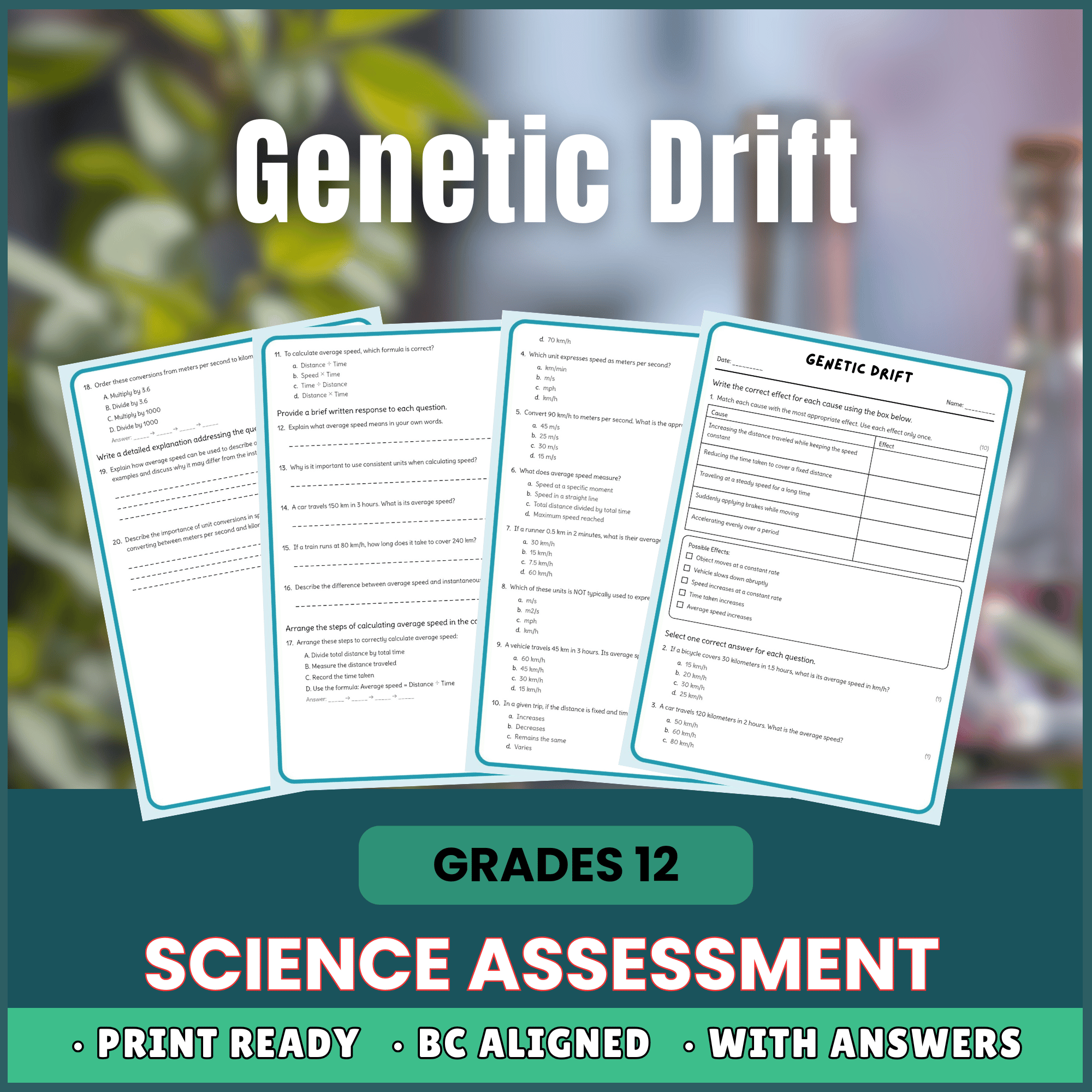 Grade 12 Science | Genetic Drift Worksheet + Answer Key (PDF) – BC Standards