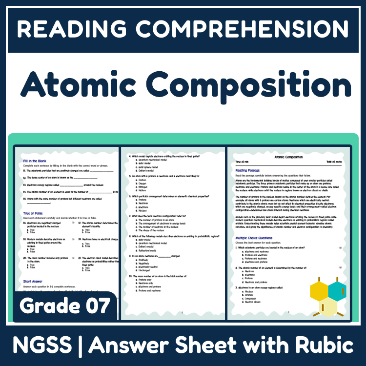 Science reading worksheets worksheet — Grade 7 Science Worksheets | Atomic Structure & Subatomic Particles (Answer Key) —…