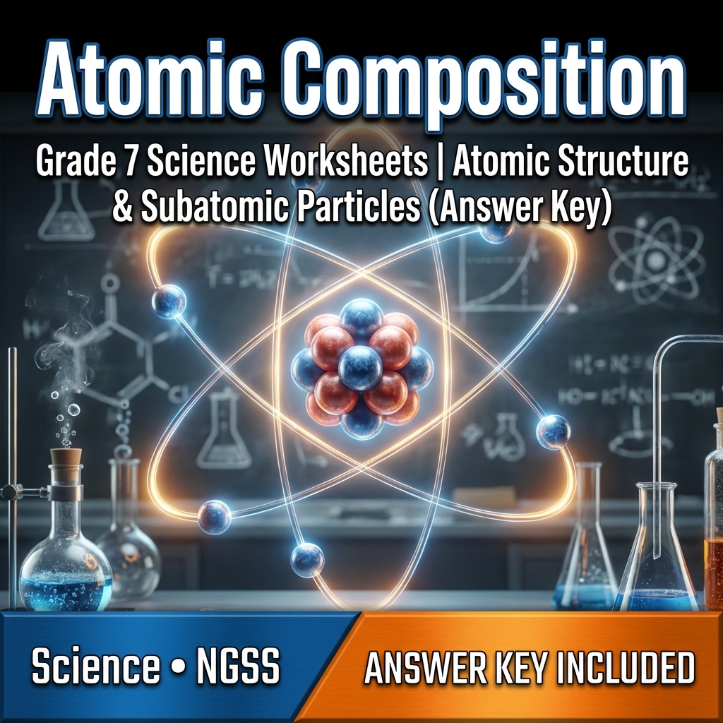 Grade 7 Science Worksheets | Atomic Structure & Subatomic Particles (Answer Key)