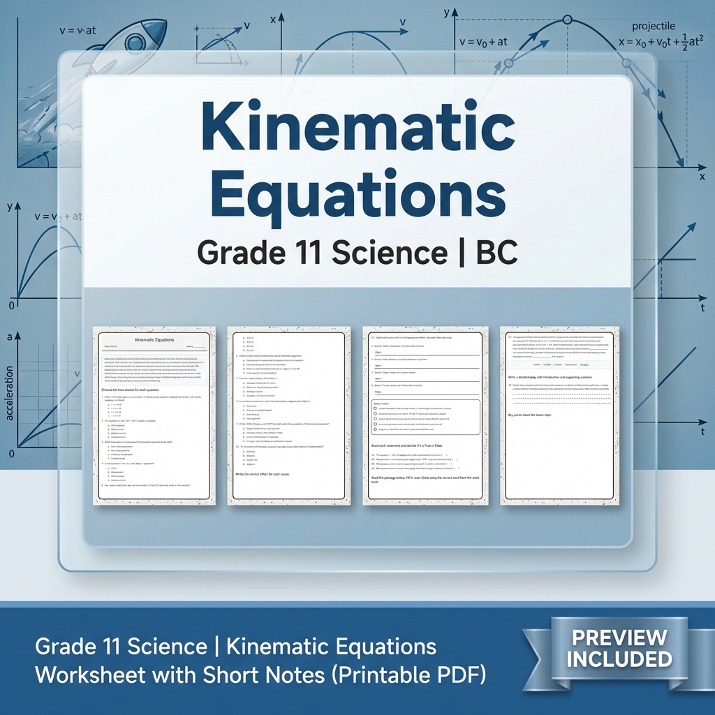Grade 11 Science Lesson Bundle | Motion, Energy, and Forces Worksheets — included worksheet 5