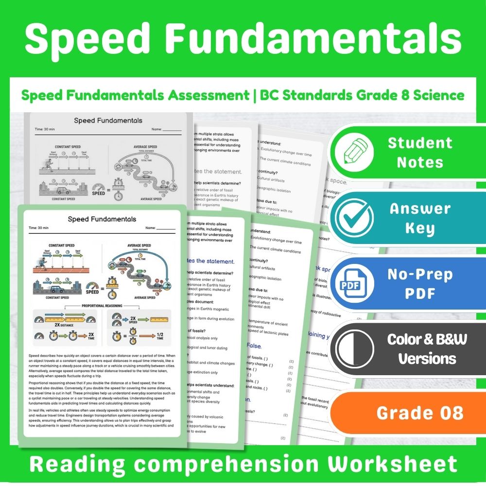 Grade 8 Science Assessment – Motion & Forces Standards-Aligned Mini Bundle — included worksheet 7