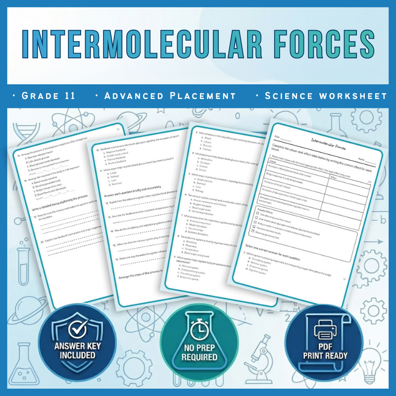 Grade 11 Science science 1 worksheet — Grade 11 Science – Intermolecular Forces Worksheet (AP Standards) – PDF