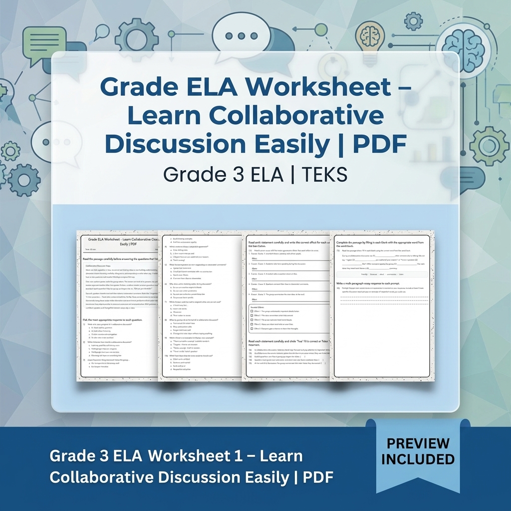 Grade 3 Collaborative Discussion Media Skills ELA Lesson Bundle – TEKS — included worksheet 3