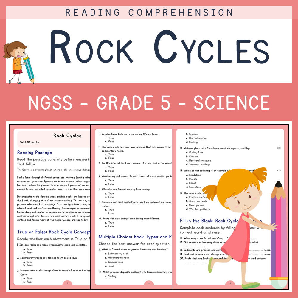 Grade 5 Science worksheets for primary grades worksheet — Grade 5 Science | Rock Cycles Worksheets (PDF) | NGSS Aligned —…