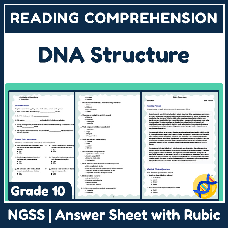 Grade 10 Science reading worksheets worksheet — 10th Grade Science | DNA Structure Reading Worksheet (PDF + Answer Key) —…
