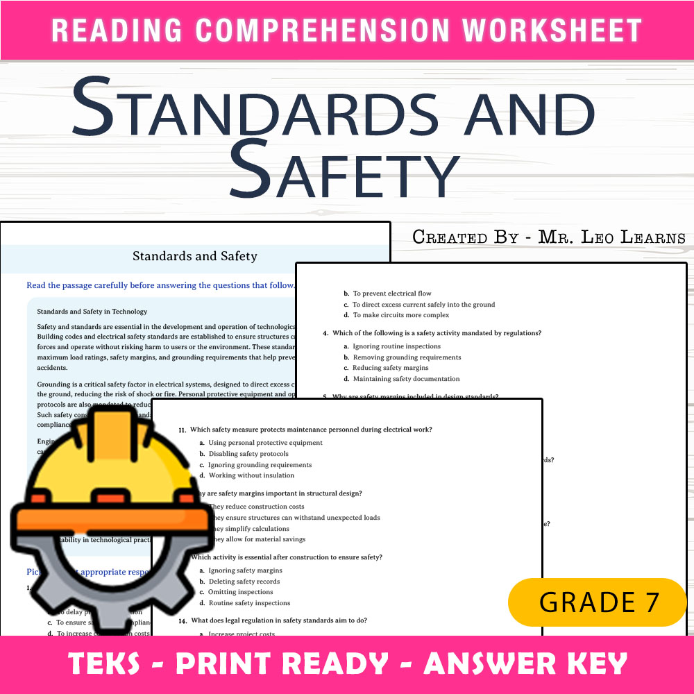Grade 7 Science worksheet worksheet — Grade 7 Science — Standards and Safety Worksheet for Mastery — page 1