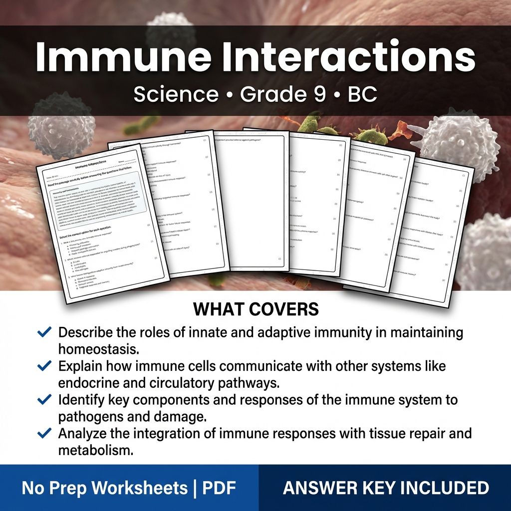 Grade 9 Science worksheet — Immune Interactions Science Worksheet | Grade 9 BC Standards