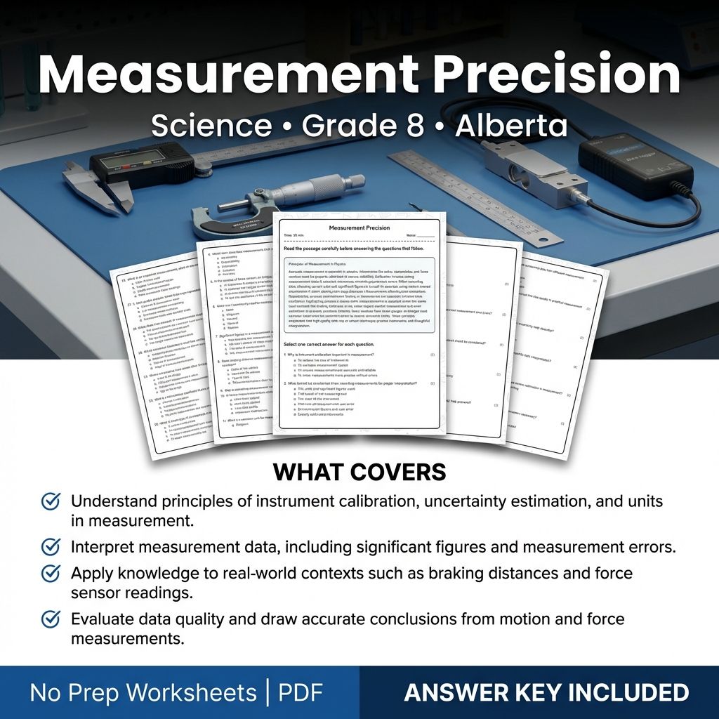 Measurement Precision Worksheet for Grade 8 Science | Alberta Standards