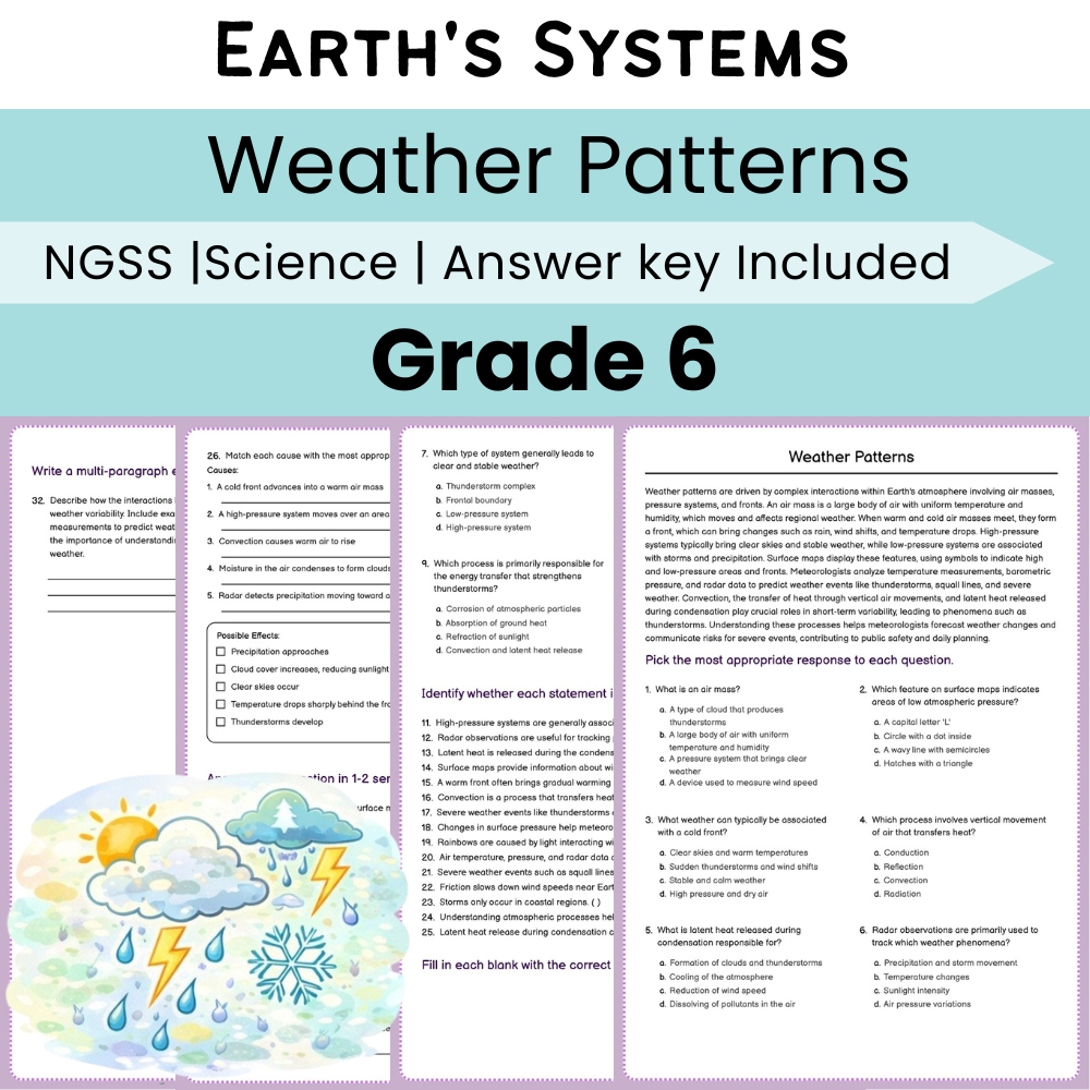 Grade 6 Science | Earth's Systems Unit Worksheet Bundle (NGSS Aligned) — included worksheet 5