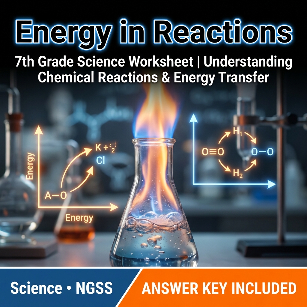 7th Grade Science Worksheet | Understanding Chemical Reactions & Energy Transfer