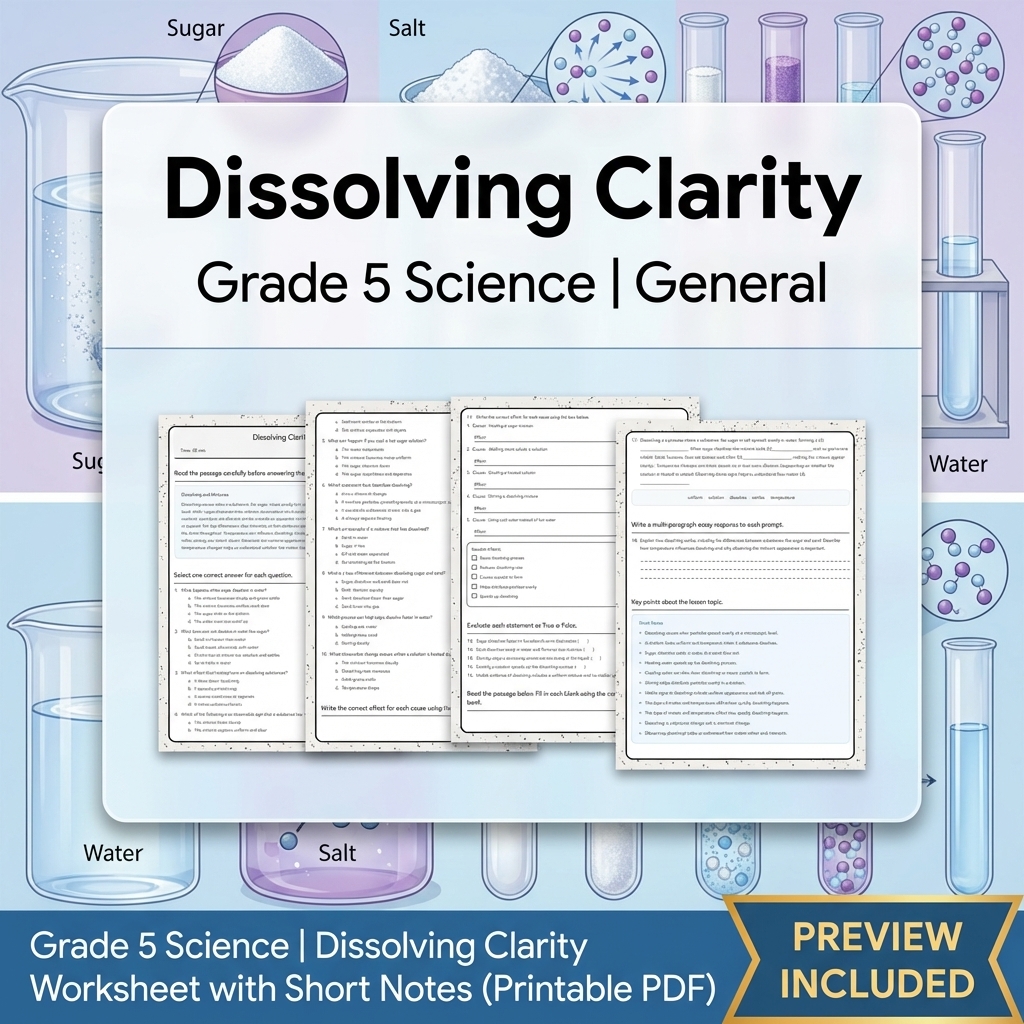 Grade 5 Science Lesson Bundle | Energy, Matter, Motion, and Electricity — included worksheet 8