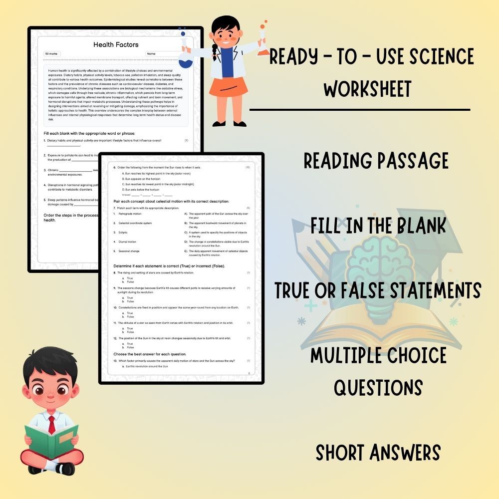 Grade 9 Science worksheet worksheet — Grade 9 Science | Health Factors Worksheet (PDF) – Ontario Standards — page 2