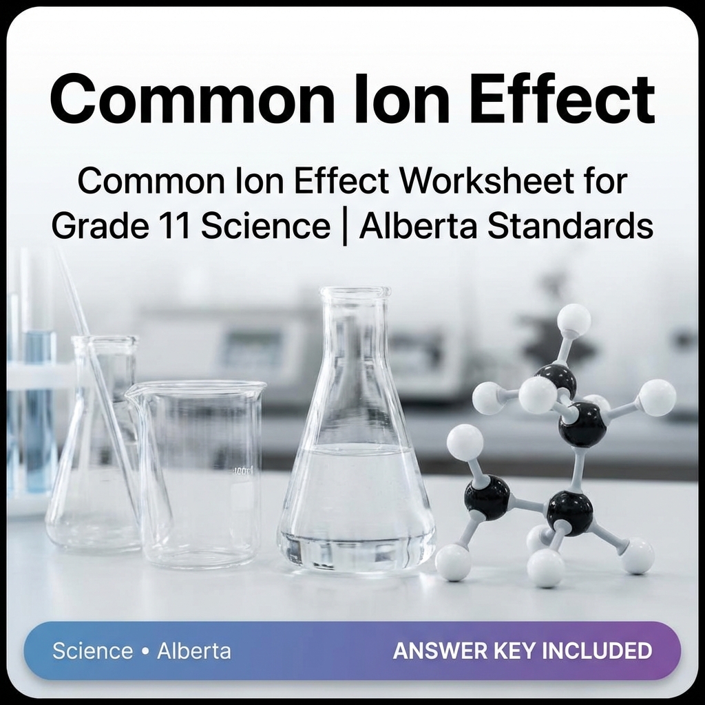 Common Ion Effect Worksheet for Grade 11 Science | Alberta Standards