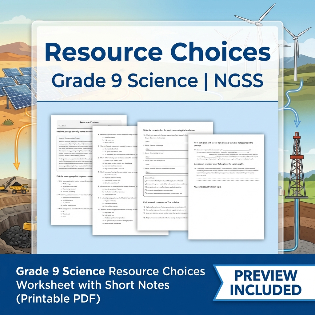 Grade 9 Science NGSS Worksheet Bundle – Comprehensive Year-Long Assessment Pack — included worksheet 27