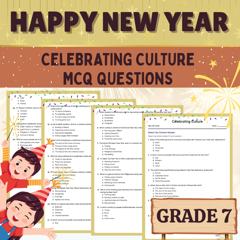 Grade 7 Seasonal Cultural Celebrations | New Year MCQ Worksheet 