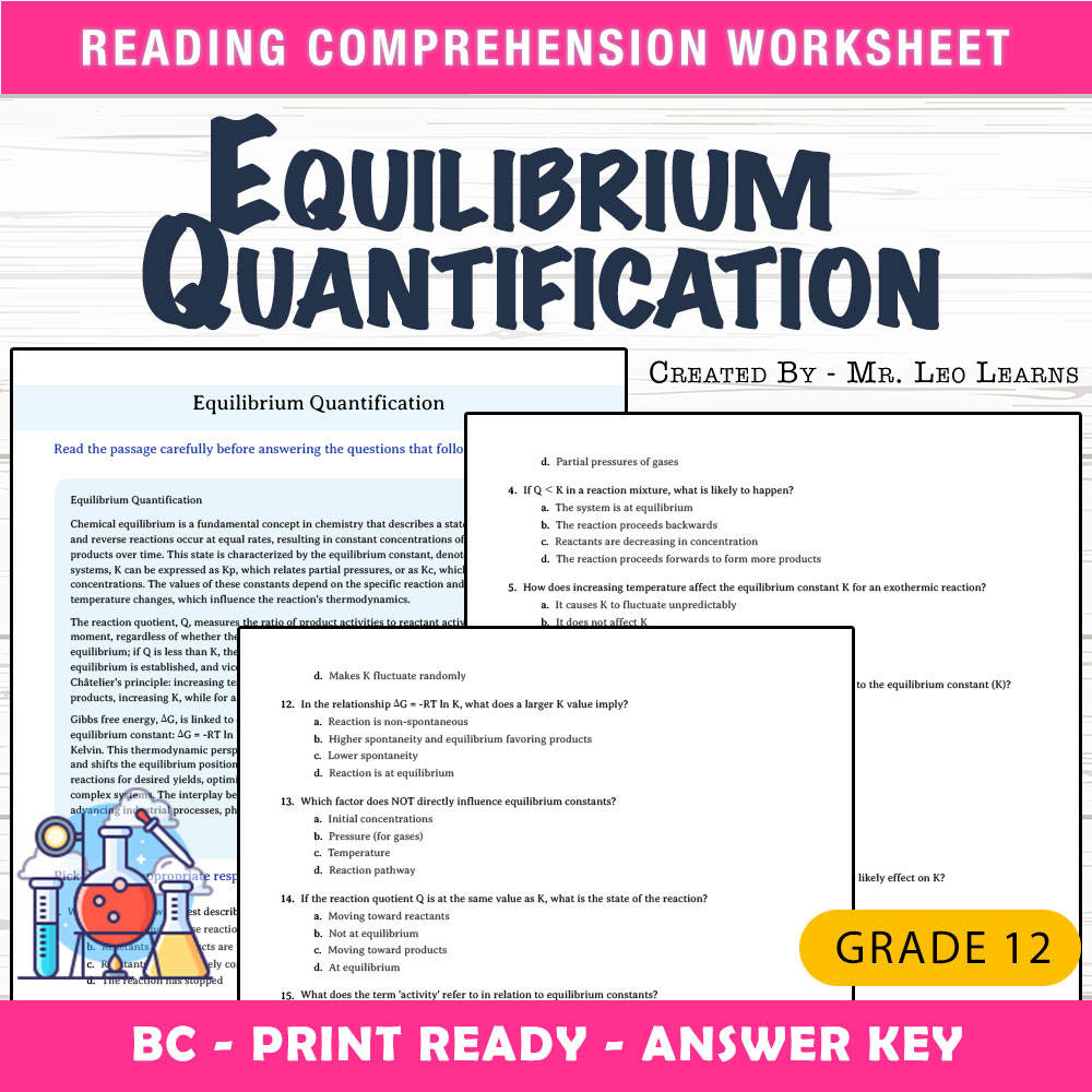 Grade 12 Science worksheet mcq paper worksheet — Grade 12 Science — Worksheet MCQ Paper for Mastering Equilibrium Quantifi…
