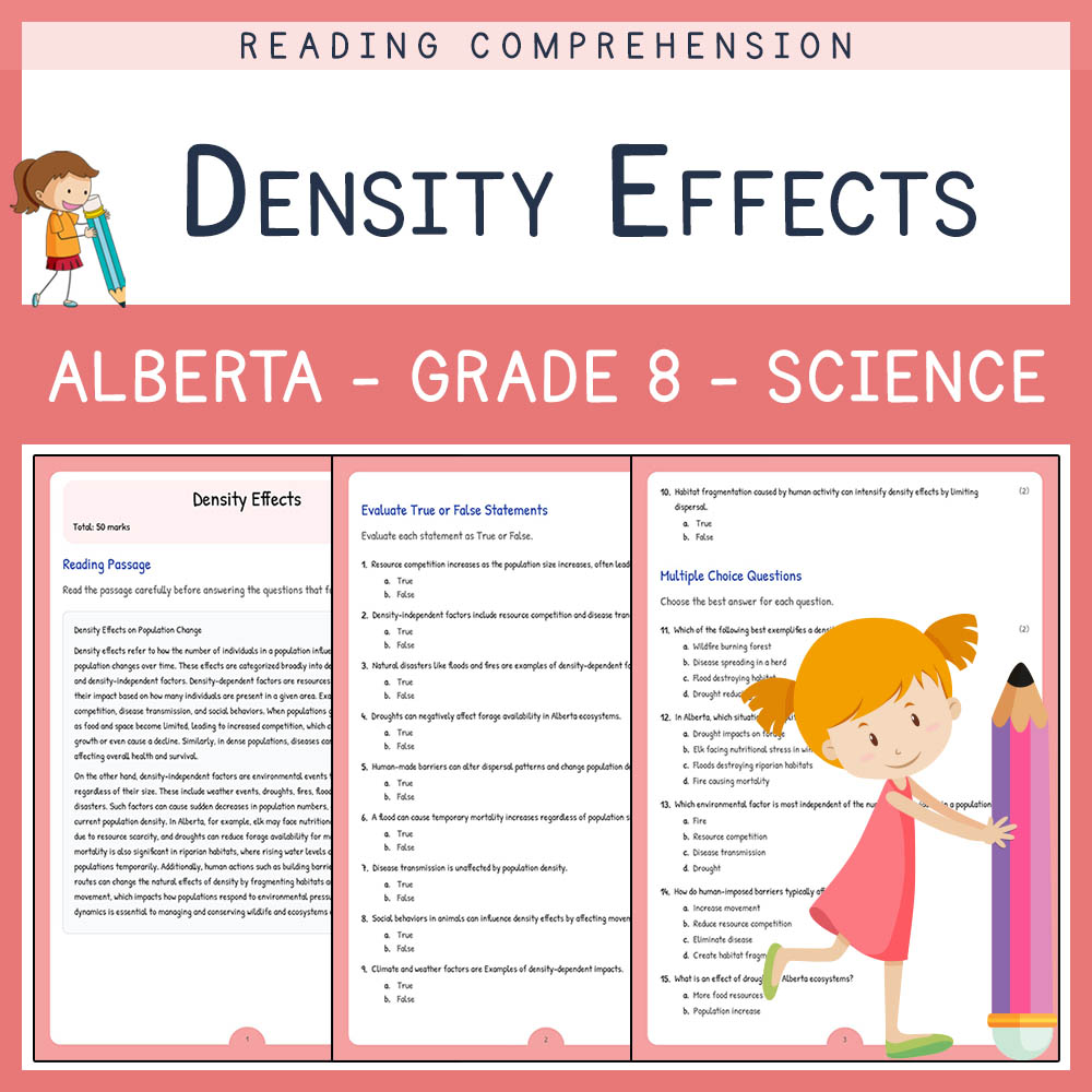 Grade 8 Science worksheet elena worksheet — Grade 8 Science | Density Effects Worksheet | Alberta Standards — page 1