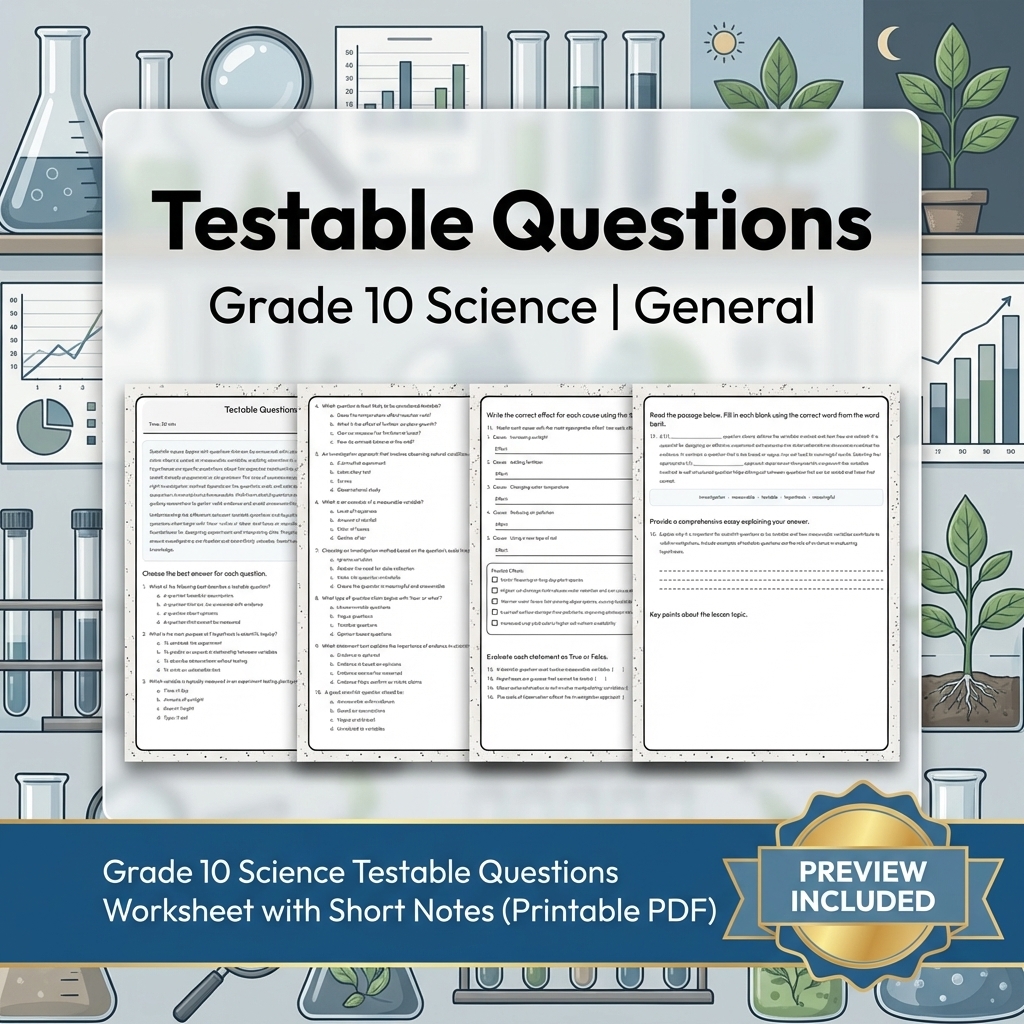 Grade 10 Science Modeling & Evidence Reasoning Full-Year Bundle | General — included worksheet 18
