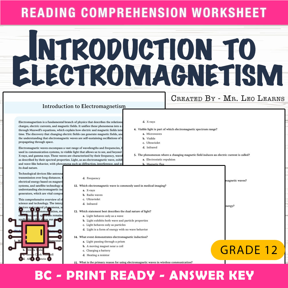 Grade 12 Science worksheet mcq paper worksheet — Grade 12 Science —  Mastering Introduction to Electromagnetism — page 1