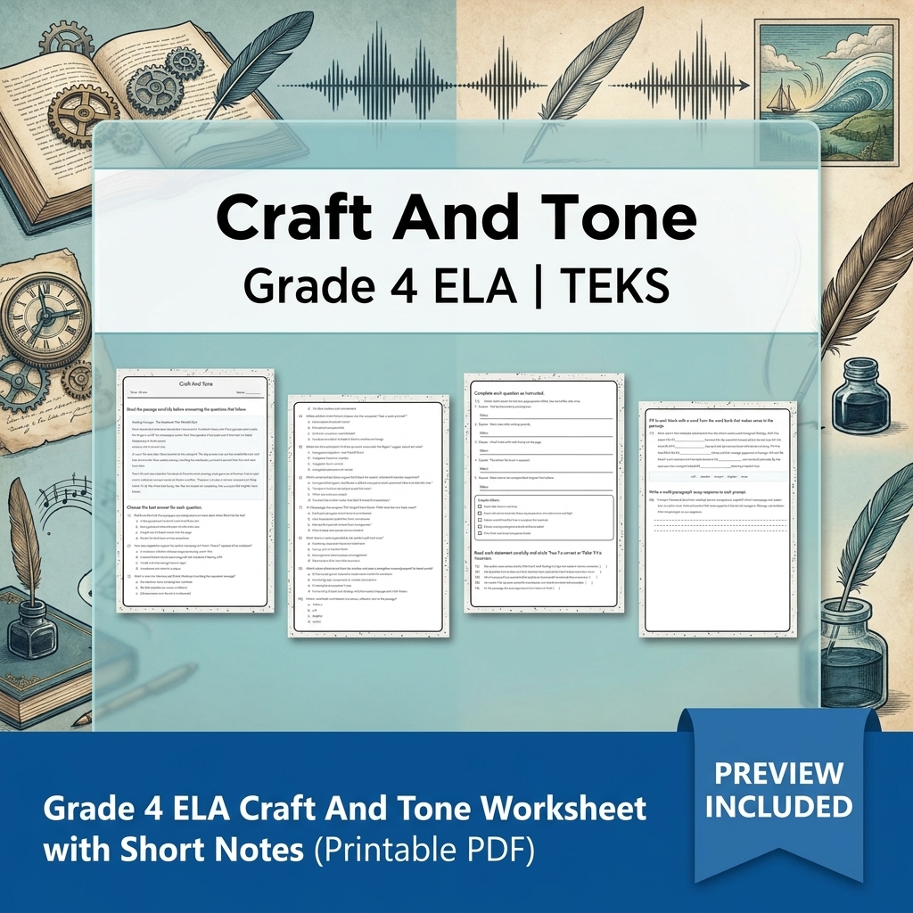 Grade 4 Literary Analysis and Character Development ELA Lesson Bundle - TEKS — included worksheet 2
