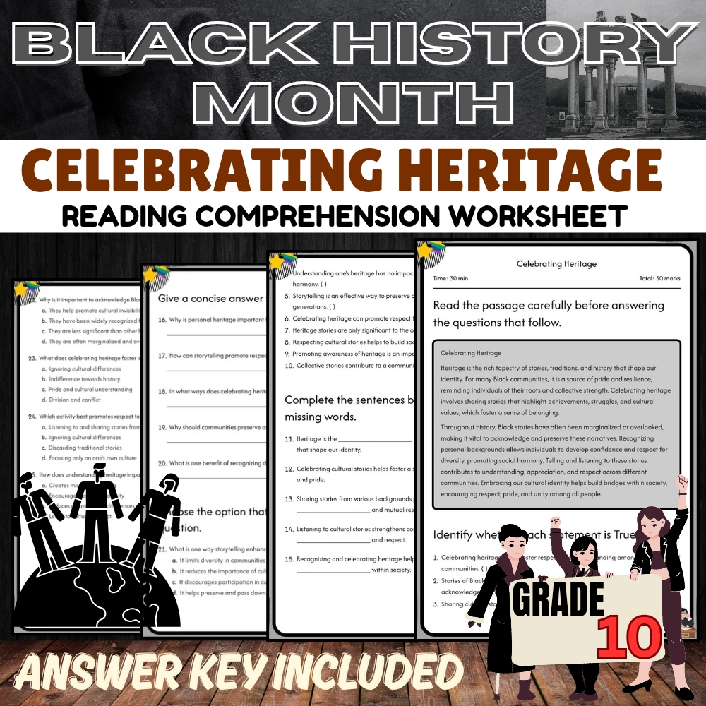 Grade 10 Holiday | Black history month for Mastering Heritage | PDF + Answer Key