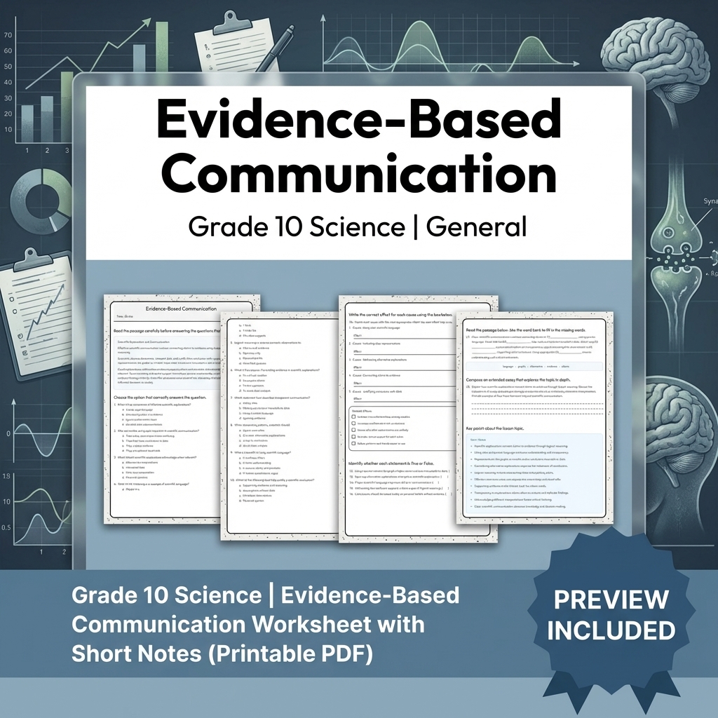 Grade 10 Science Modeling & Evidence Reasoning Full-Year Bundle | General — included worksheet 19