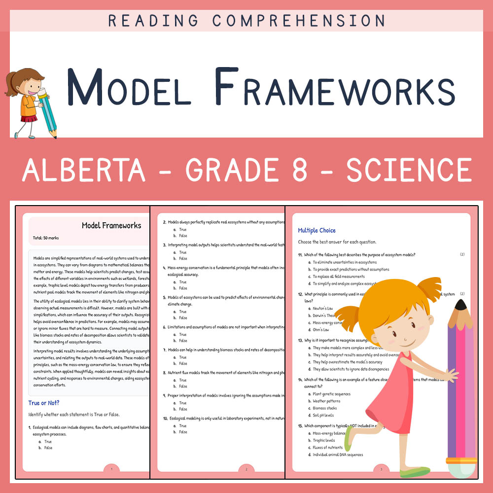 Grade 8 Science worksheet elena worksheet — Grade 8 Science | Model Frameworks Worksheet | Alberta Standards — page 1