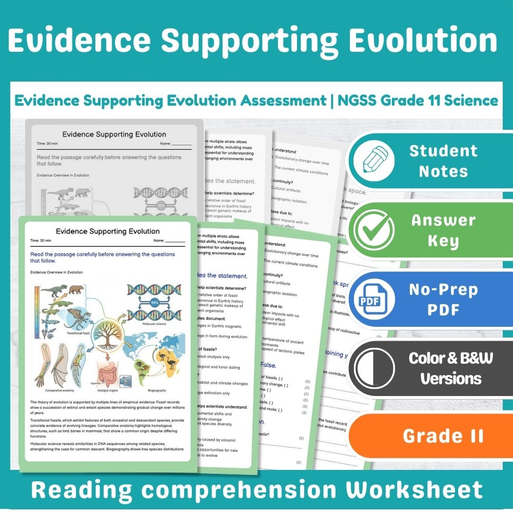 Grade 11 Science - Evolution & Population Genetics NGSS Assessment Bundle — included worksheet 2