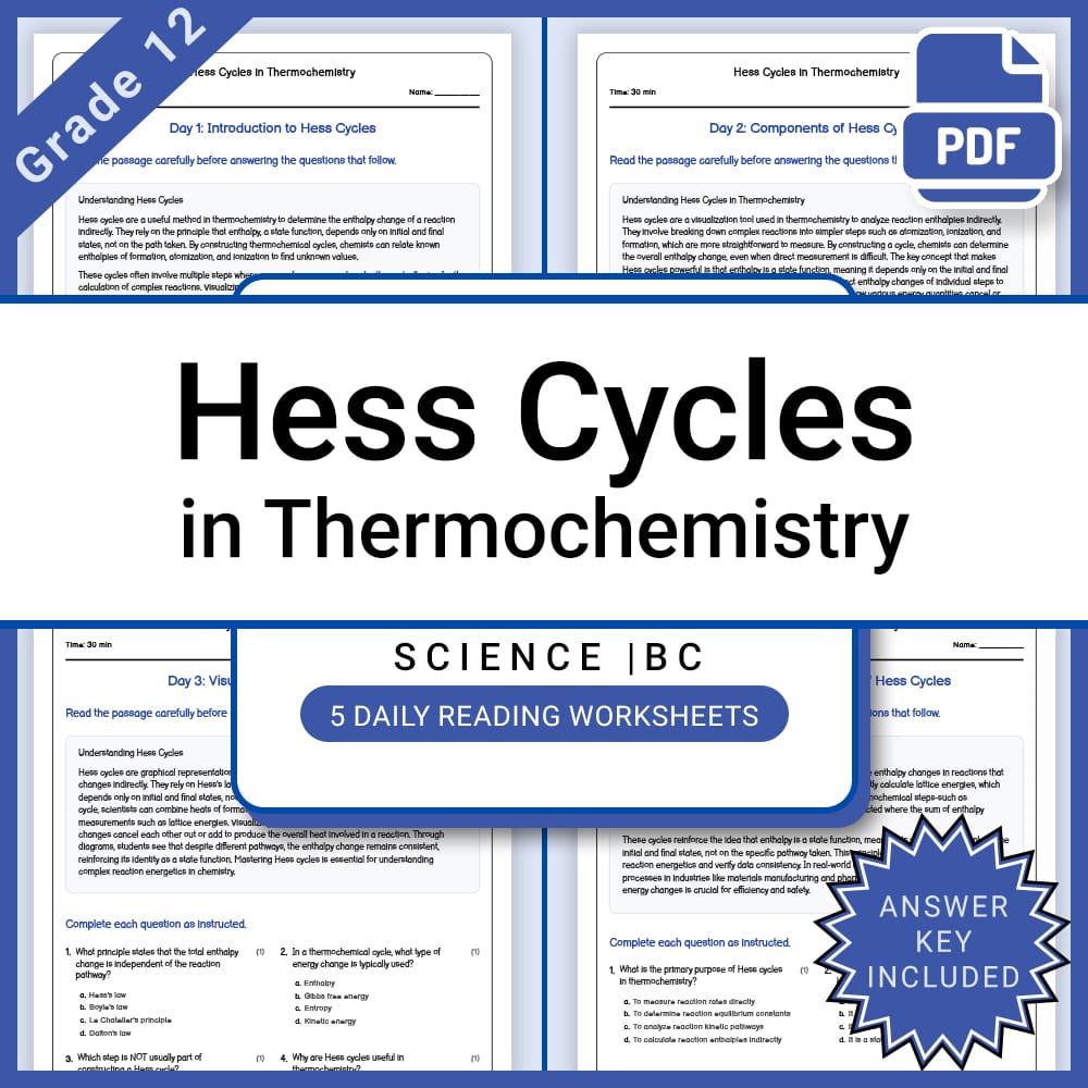 Grade 12 Science Lesson Bundle BC Framework | Daily Reading Worksheets — included worksheet 8