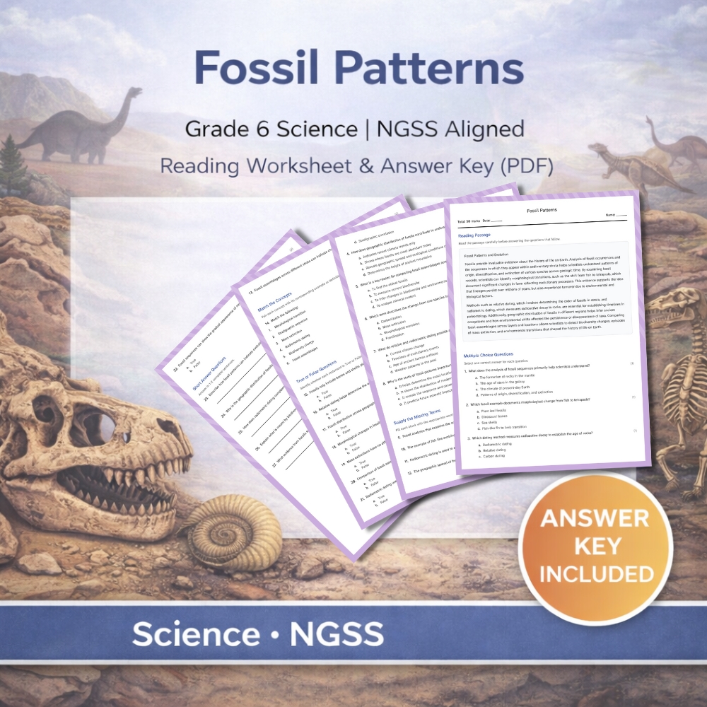 Grade 6 Science | Ecosystems, Evolution & Biodiversity | NGSS Worksheet Bundle — included worksheet 3