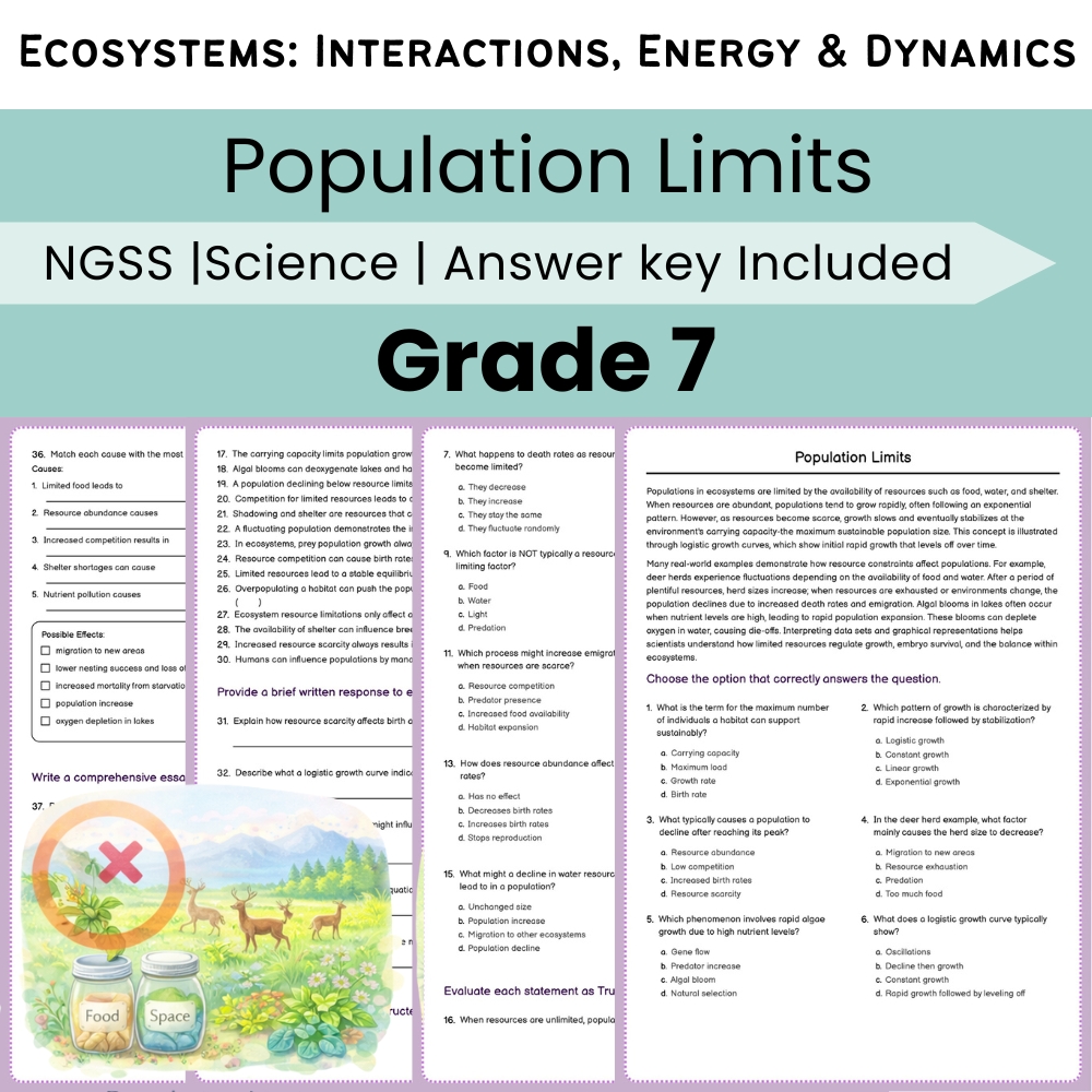 Grade 7 Science Ecosystems Lesson Bundle | NGSS Interactions & Energy — included worksheet 3