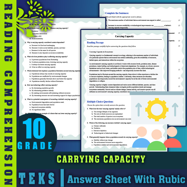 Grade 10 Science reading worksheets worksheet — 10th Grade Science | Carrying Capacity Reading Worksheet & Answer Key (PDF…