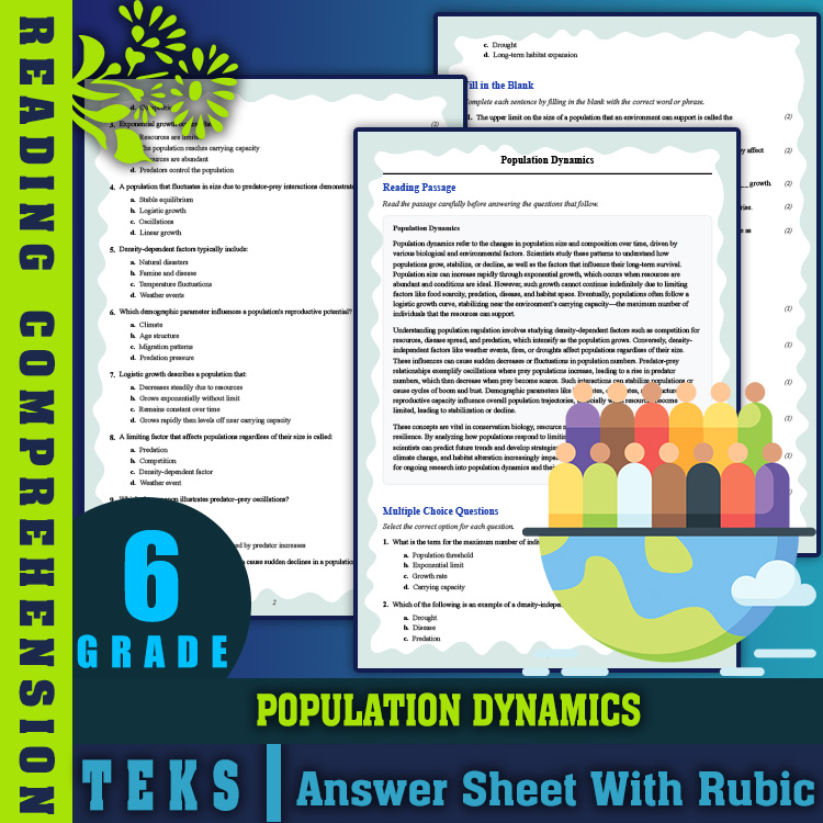 Grade 6 Science reading worksheets worksheet — 6th Grade Science | Population Dynamics Reading Worksheet & Answer Key — pa…