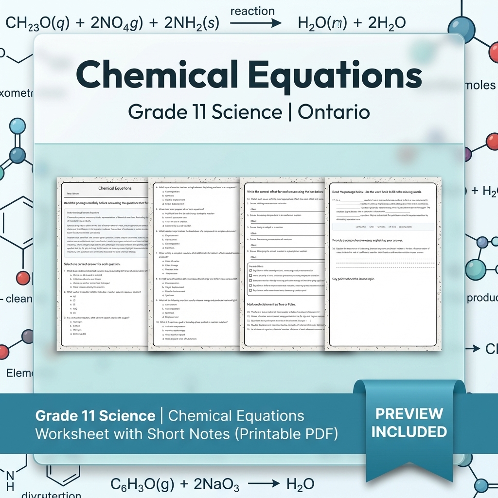 Grade 11 Science Full Year Bundle | Ontario Curriculum & Framework — included worksheet 26