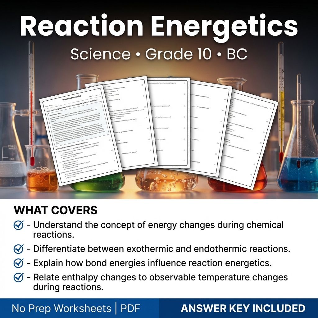 10th Grade Science | Reaction Energetics Worksheet & Answer Key (Printable PDF)