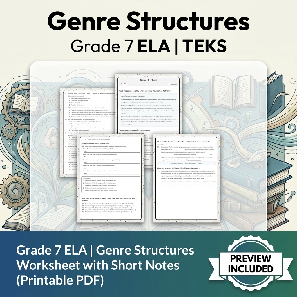 Grade 7 Evidence-Based Research Writing ELA full-year bundle TEKS — included worksheet 15