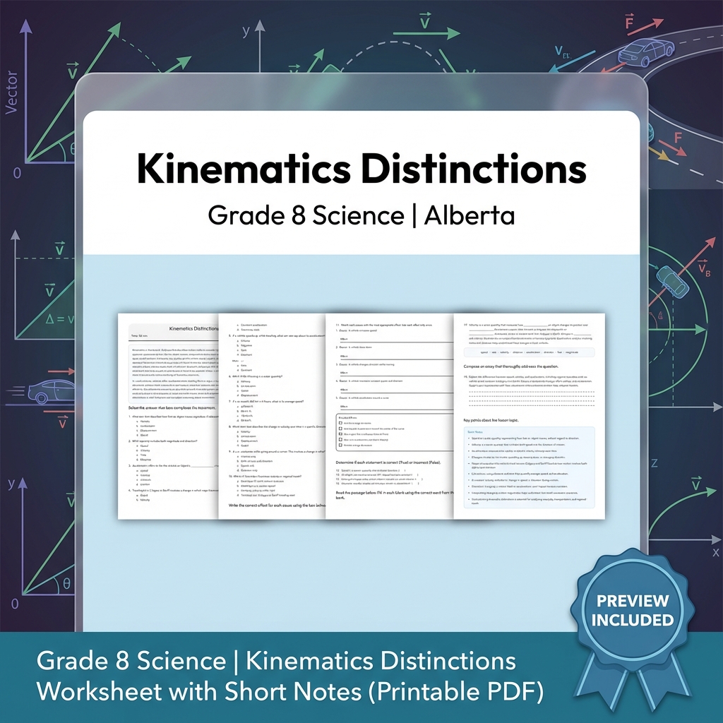 Grade 8 Science Forces & Motion UNIT Bundle – Alberta Curriculum  — included worksheet 10
