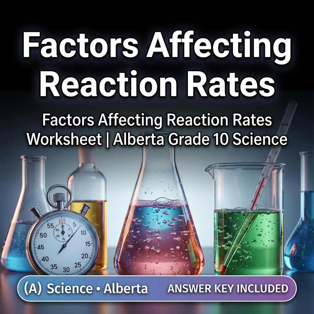 Factors Affecting Reaction Rates Worksheet | Alberta Grade 10 Science