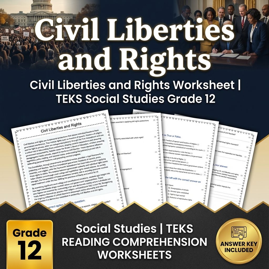 Civil Liberties and Rights Worksheet | TEKS Social Studies Grade 12