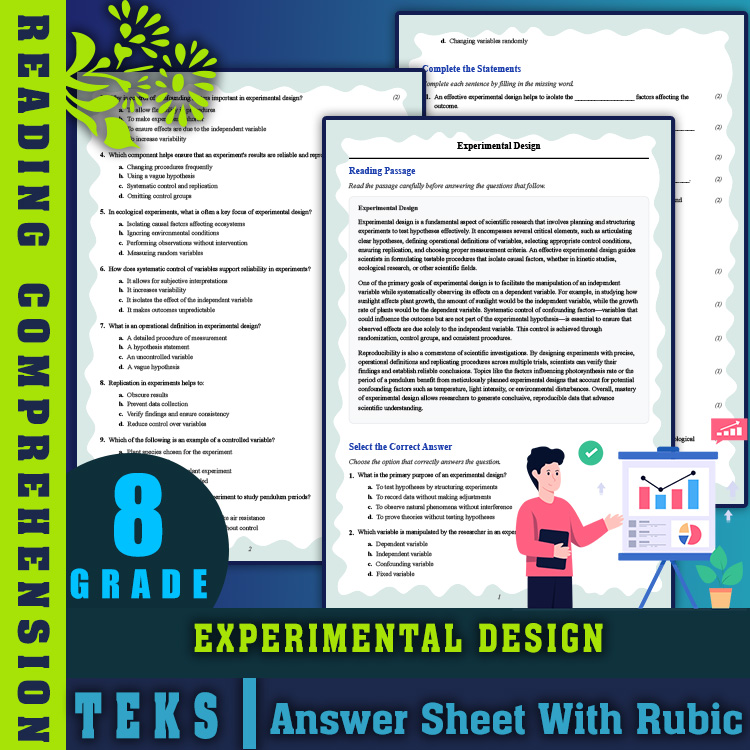 Grade 8 Science reading worksheets worksheet — 8th Grade Science | Experimental Design Reading Worksheet & Answer Key (PDF…