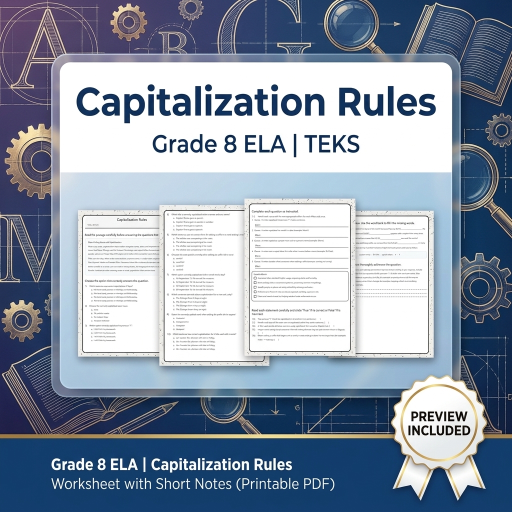 Grade 8 Precision Grammar & Voice ELA Lesson Bundle TEKS Resource — included worksheet 7