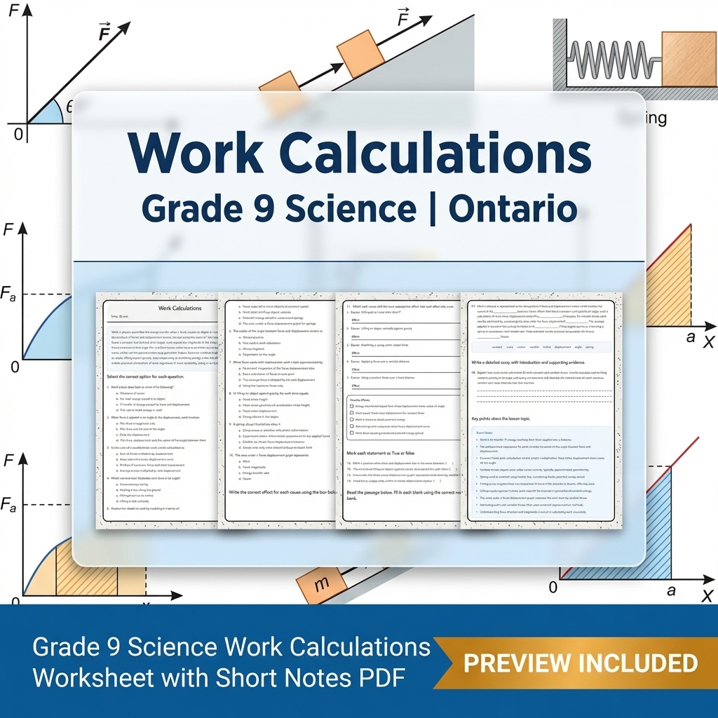 Grade 9 Science Lesson Group: Energy, Forces & Motion Worksheets Bundle — included worksheet 6