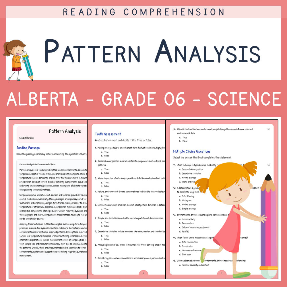 Grade 6 Science worksheet elena worksheet — Grade 6 Science | Pattern Analysis Worksheet | Alberta Standard — page 1