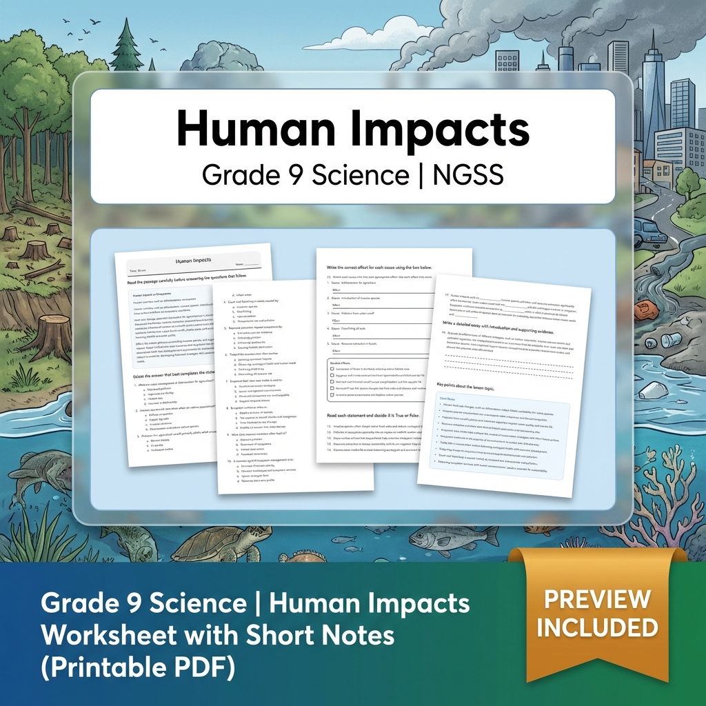 Grade 9 Science | Ecosystems: Interactions, Energy & Dynamics NGSS UNIT Bundle — included worksheet 3