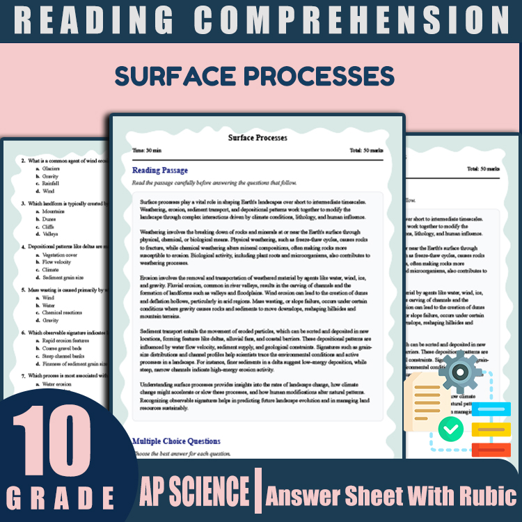 Grade 10 Science reading worksheets worksheet — 10th Grade Science | Surface Processes Reading Worksheet & Answer Key (PDF…