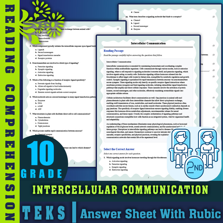 Grade 10 Science reading worksheets worksheet — 10th Grade Science | Intercellular Communication Reading Worksheet & Answe…