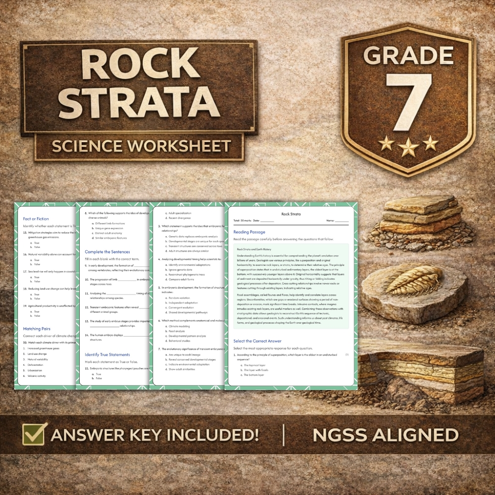 Grade 7 Science g7 ngss worksheet — 7th Grade Science | Rock Strata Worksheet (NGSS & Answer Key Included)